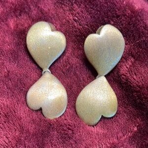 Gold Heart Drop Earrings
